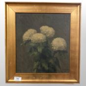 J Orth : A still life with chrysanthemums, oil on canvas, 29 cm x 32 cm.