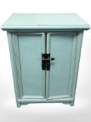 A Chinese painted elm double door cabinet, height 72 cm.