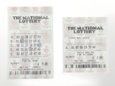 Two National Lottery tickets, draw number 1 issued for Saturday 19th November 1994.
