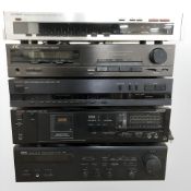 Five hi/fi separates : Yamaha Natural Sound receiver RX-360, Luxman stereo tuner and cassette desk,