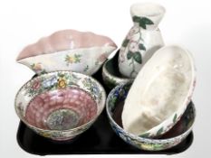Six pieces of Maling lustre ware
