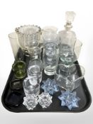 Scandinavian studio glass including pair of Italla tea light holders, candle holders,