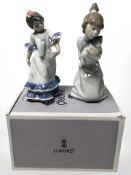 A Lladro figure 'Juanita' No. 5193, boxed, and a further figure of a girl No. 5712.