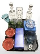 Scandinavian glass wares including decanters, a Swedish orrefors tea light holder, etc.