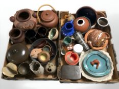 Twentieth century Scandinavian earthernware vessels, lidded jars,