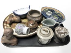 Scandinavian studio pottery items including bowls,