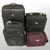Four various luggage cases including Samsonite