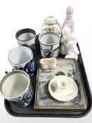 A group of Royal Copenhagen Fajance pottery, Bing and Grondhal candleholder,