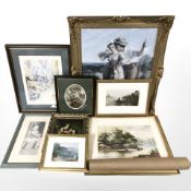 Pictures and prints : J Pettitt watercolour of a flowing river,