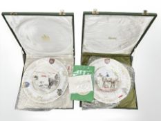 Two Spode plates depicting The Superhorse Nijinsky and the St.