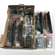 A group of scale model locomoatives,