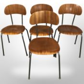 Four 20th century Scandinavian laminate wood dining chairs