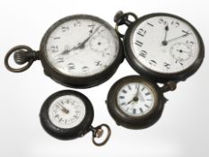 Four gun metal pocket watches