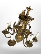 A gilt metal chandelier,