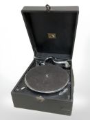 An HMV table gramophone.