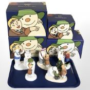 Five Coalport characters - The Snowman figurines (four boxed).