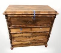 A continental walnut fall front secretaire chest, 108 cm x 55 cm x 110 cm.