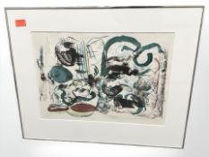 A continental limited edition colour print, abstract study, 61 cm x 43 cm.