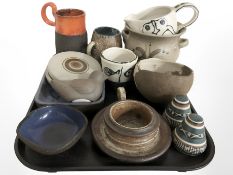 Scandinavian pottery wares including pair of 1970s salt and pepper sifters, tankards,