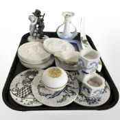 A Bing & Grondahl vase, further wall plates depicting classical figures, tea light holders, etc.