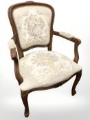 Two continental embroidered salon armchairs.