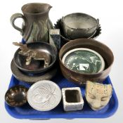 Scandinavian studio pottery items, bowls,