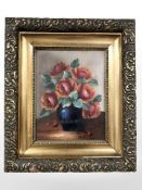 S Pisher : Still life with flowers in a vase, oil on canvas, 20 cm x 27 cm.