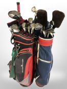 Two golf bags of irons and drivers, Calloway, Bazooka,