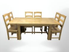 A modern pine extending dining table, extended 200 cm x 90 cm x 75 cm,