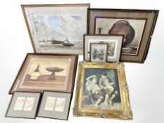 20th century school : Shipping and fishing boats in a harbour, watercolour, 45cm by 60cm,