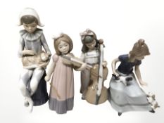 Four Nao figures including girl musicians, etc, tallest 23 cm.