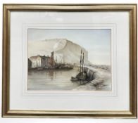 * Wilkinson (20th century) Fishing boats in a harbour, watercolour, indistinctly signed,