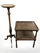 A reproduction tripod table and a rosewood occasional table