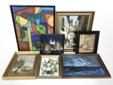 A group of continental pictures including still life paintings,