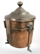 A Victorian copper coal bin, height 46 cm.