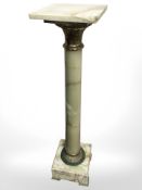 An onyx and gilt brass jardiniere pedestal, height 105 cm.