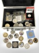 An aluminium case containing assorted crowns, Royal Mint Queen's diamond jubilee coin,