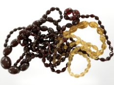 Four vintage beaded necklaces.