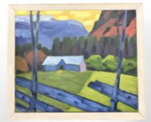 Povel Adam Kolind : A building in woodland, oil on canvas,