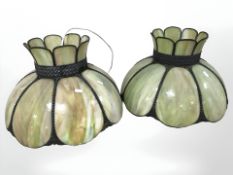 A pair of mid-20th century glass ceiling light shades, diameter 43 cm.