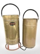 Two copper swing handled buckets, tallest 76 cm including handle.