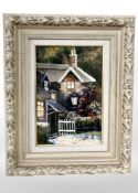 Dallas K Taylor : Study of rural cottages, oil on board, 29 cm x 19 cm.