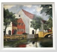 Danish School : Study of a canal, oil on canvas,