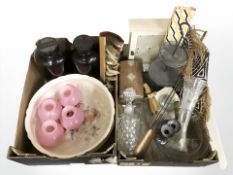 Various glass wares including decanter, vases,