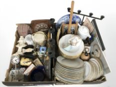 A quantity of Czechoslovakian porcelain dinner plates, various home wares, candle holders,