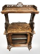 A Victorian burr walnut and satin wood inlaid music cabinet,