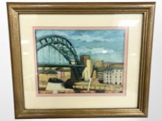 Peter Collins (Contemporary) : The Tyne Bridge and Sandgate, oil on board, 15 cm x 20 cm.