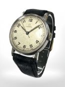 A gent's vintage stainless steel Omega manual-wind wristwatch, circa 1939,