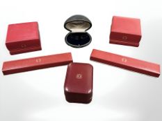 Five Omega watch boxes and another Jaeger le Coultre