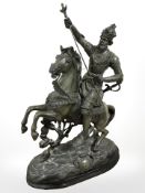 A patinated spelter figure of Henry III on horseback, height 57 cm.